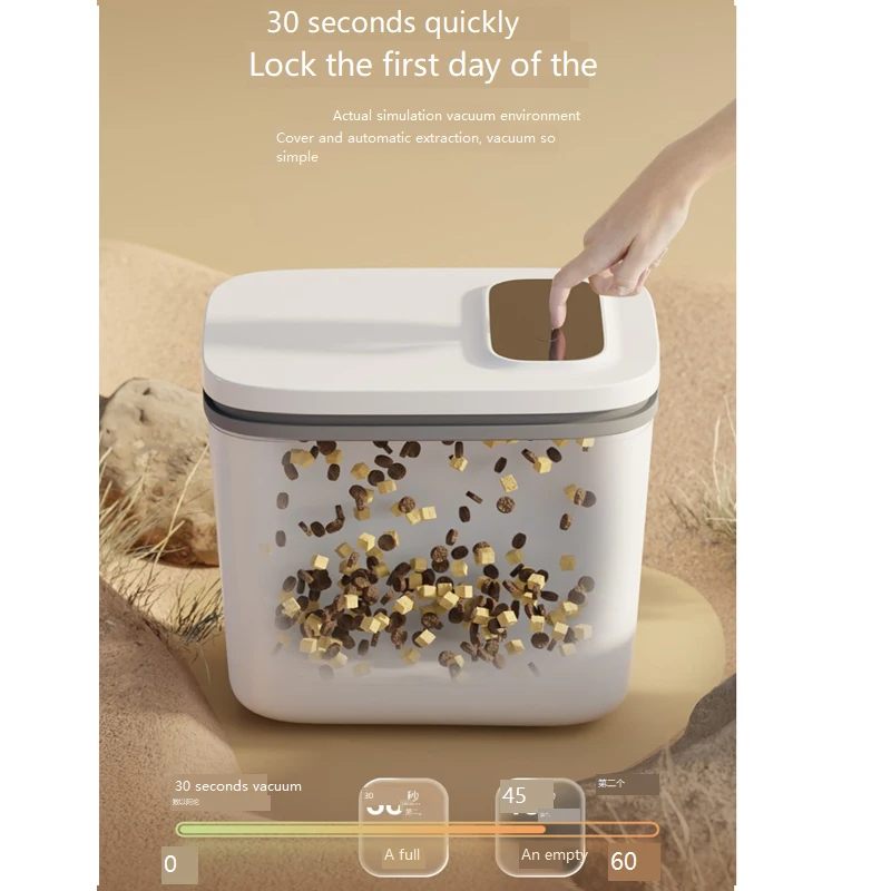 Intelligent 13l Auto Pet Food Storage box usb rechargeable vacuum storage tank for dog and cat food