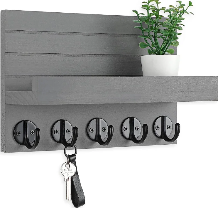 Деревенский деревянный и железный магнитный подвесной почтовый держатель с крючками настенный для ключей органайзер прихожей гостиная