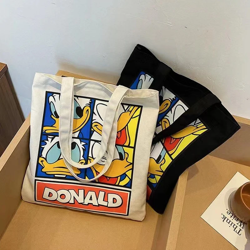 New Fashion Luxury Cotton Canvas Tote Bag Custom Printed Logo With Leather Handle