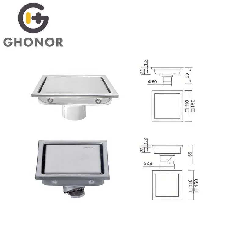 Bathroom Hidden Floor Removable Cover Square Shower Drain Sewer Deodorant Plastic Drains