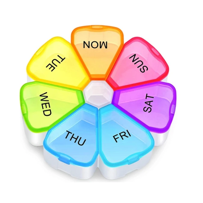 Portable Weekly 7-Day Large Pill Organizer Arthritis-Friendly Multifunction Travel Pill Box