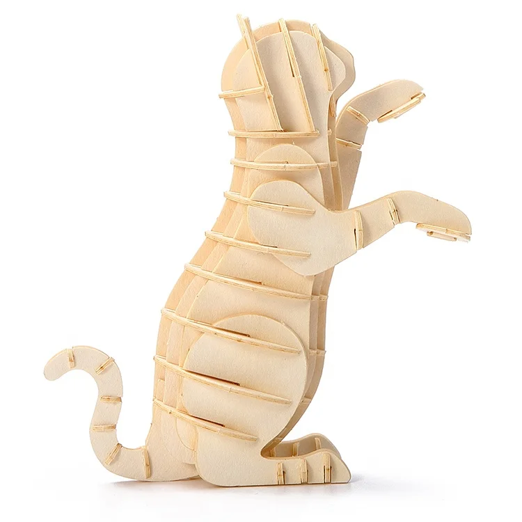 Wholesale Assembly Animal Model Kit Educational Cardboard Toy Cat Puzzle 3D DIY Toy For Child Adult