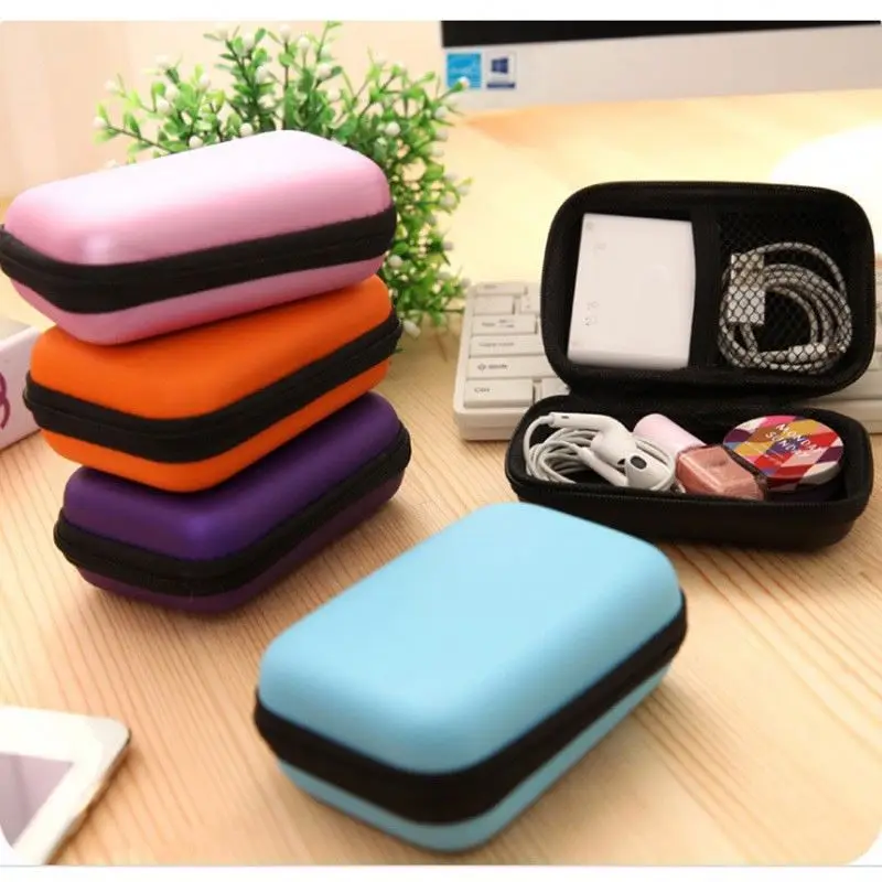 Customized Mobile Hard Disk Storage Anti-Pressure EVA Card and Headphone Organizer Case with Square Zipper for Outdoor Usage