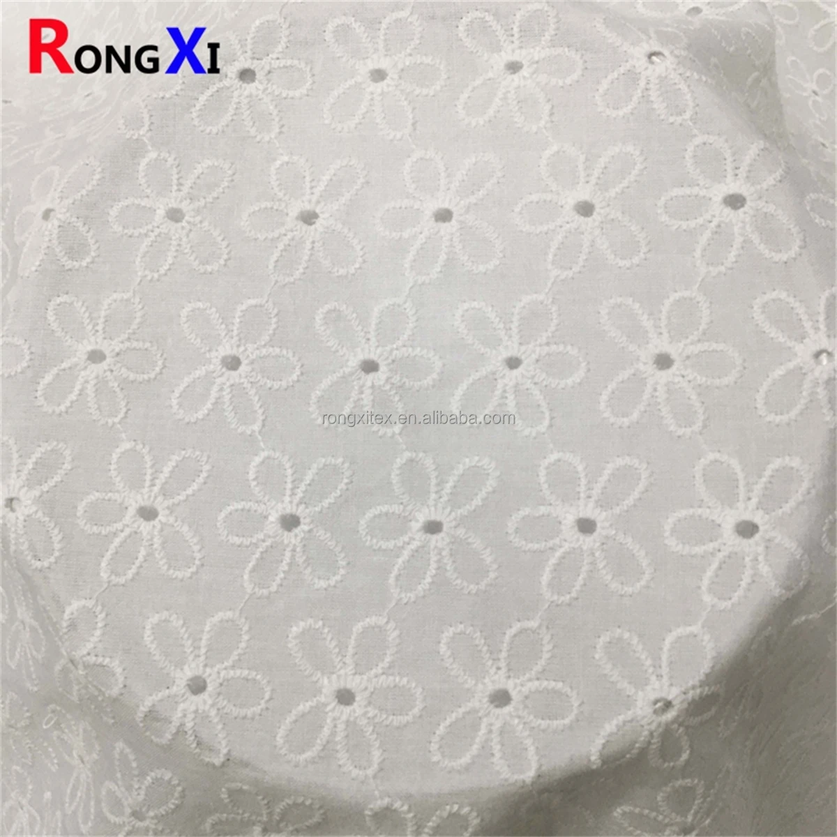 Popular Design CRF2094  100% Cotton White Georgette Eyelet Embroidery Designs Swiss Cotton Fabric for Women Garments