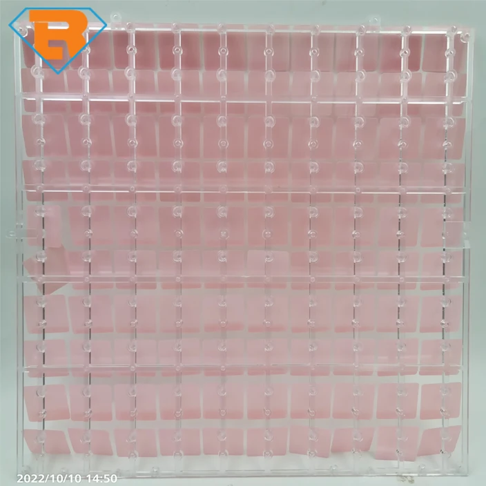Roche Baby Pink 4D Sequence Clear Grid Transparent Back Shimmer Wall Panels Decoration For Birthday Wedding Background