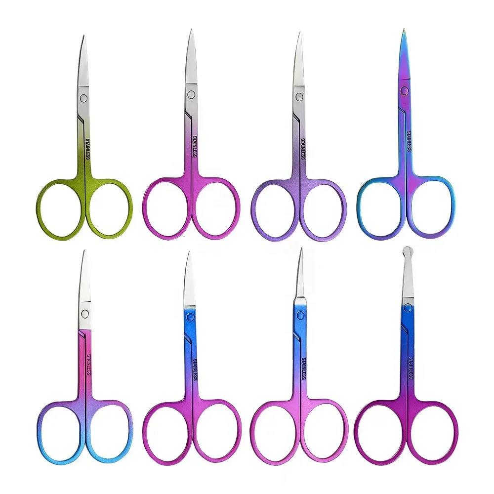 Stainless Steel Curved Sharp Beauty Nail Cuticle Cutting Scissor Black Private Label Eyebrow Scissors