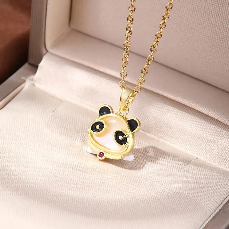 Детская Золотая Панда медведь подвеска Чокер-прочная стальная цепь идеальный подарок выбор ожерелье