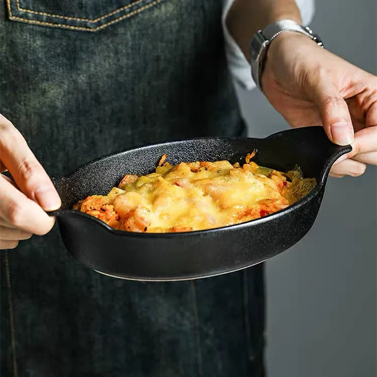 Nordic restaurant home kitchenware black baking pan unique matte design cheese ceramic bakewareIMG_4116(20210111-152448).JPG