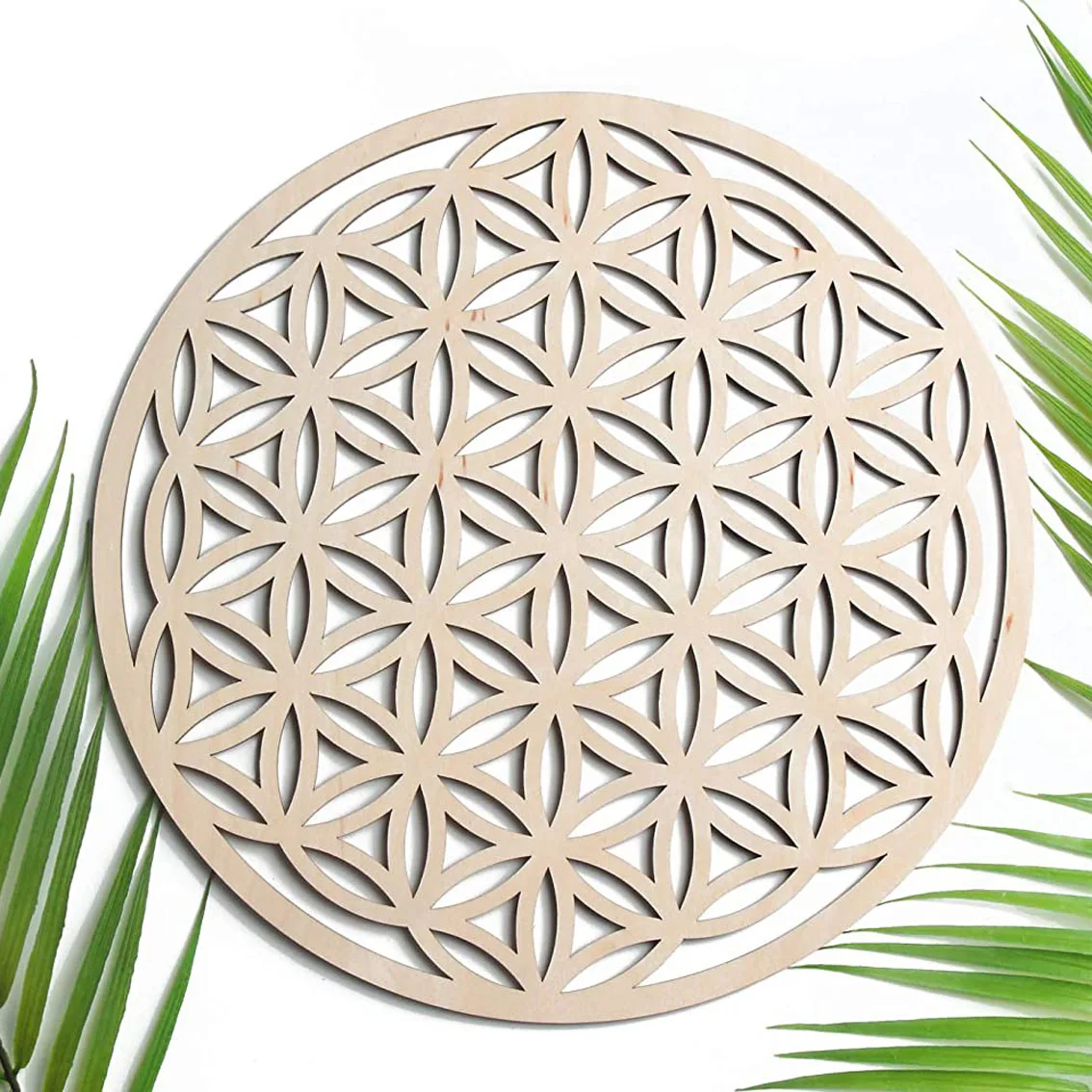 11.8 inch Wooden  Chakra Banner Crystal Grid  Flower Life Seed Life  Sacred Geometry Art Wall Home Decoration