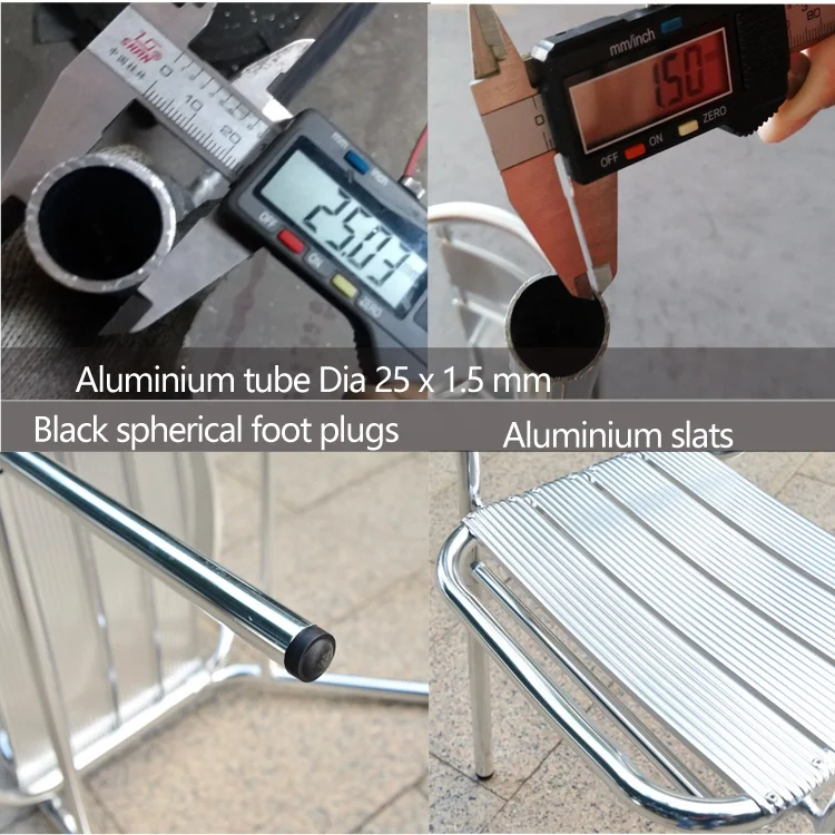 Outdoor Garden Modern Frame Airport Tube Dining Cheap Cafe Aluminum Chair