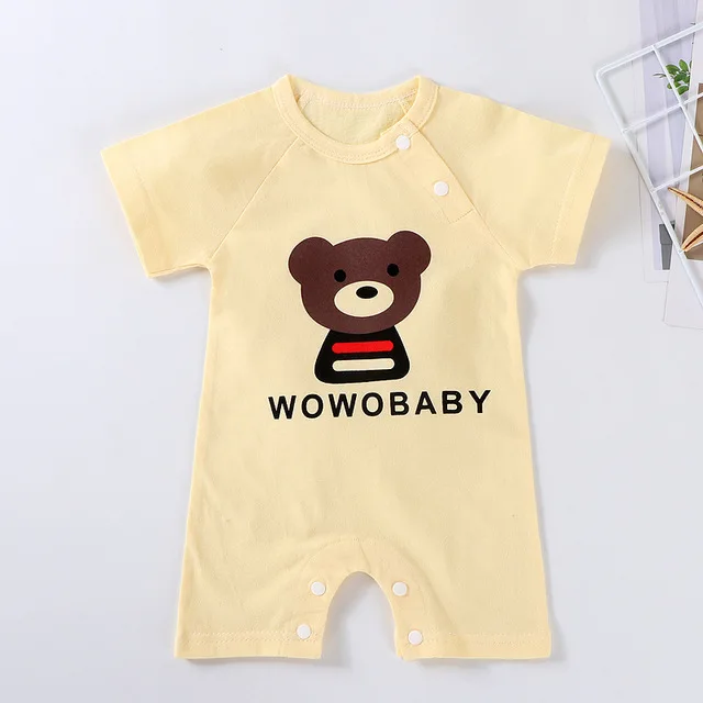 
Baby onepiece clothes romper newborn baby cotton shortsleeved thin open crotch romper wholesale 
