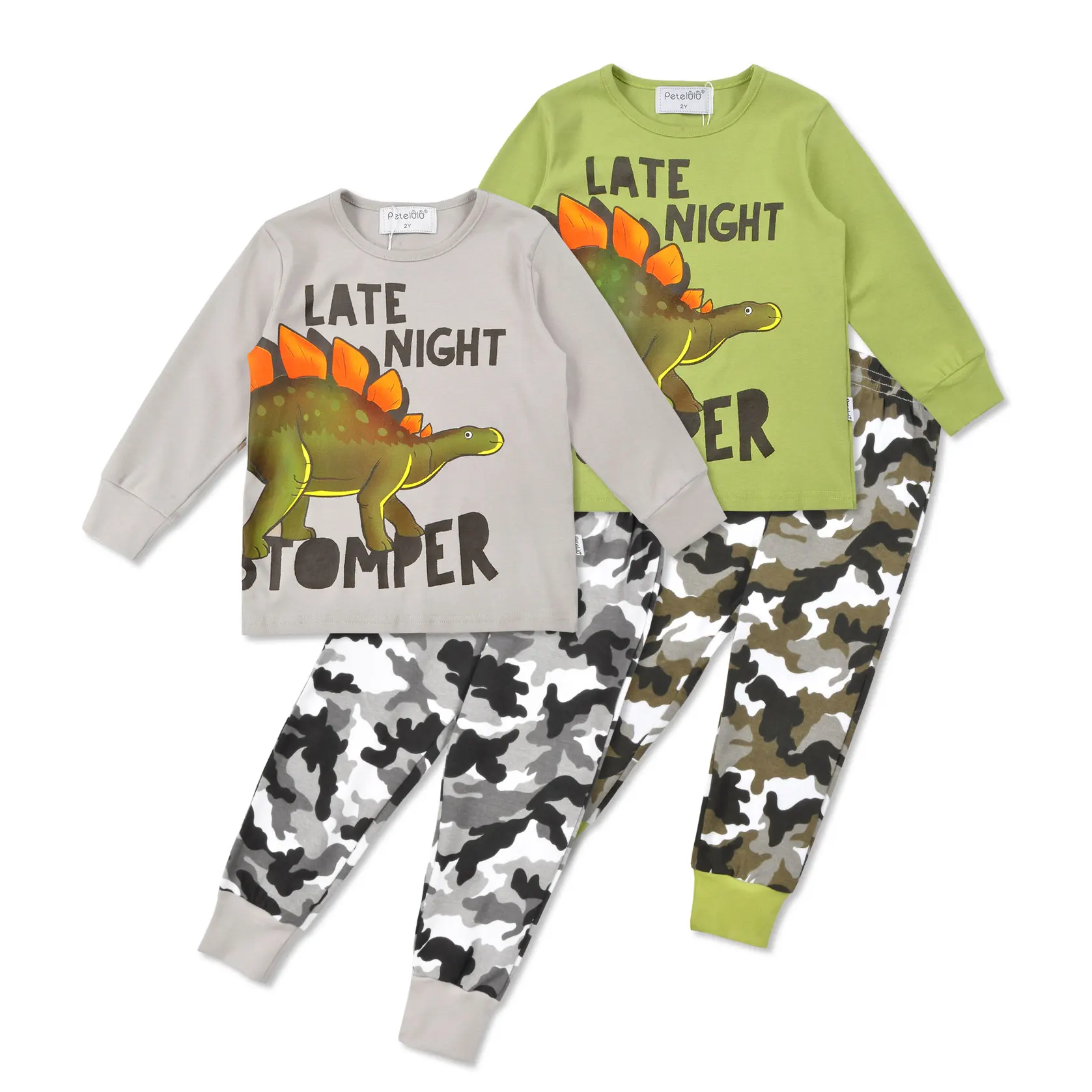 Petelulu Boy Pajamas Set Kids Dinosaur Pajamas Cute Pattern Kids Cotton Pajamas Home Wear Clothes Set