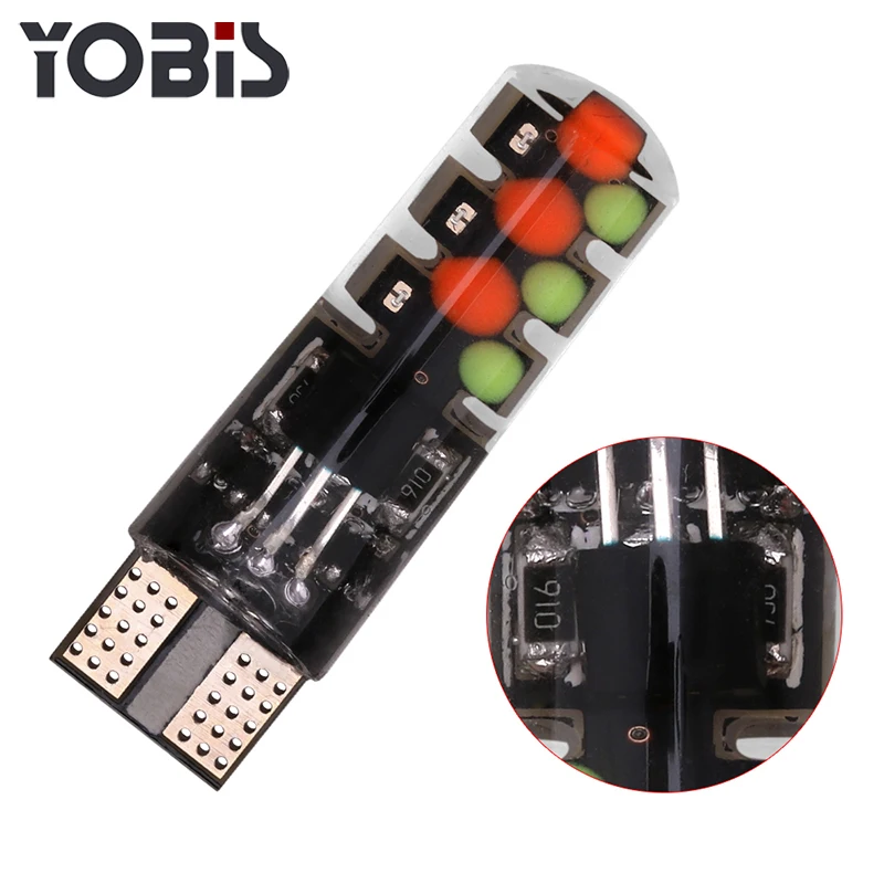 Yobis Latest COB 12 Chips Silicon Memory Function Reading Light Bulb T10 LED RGB with Remote Controller