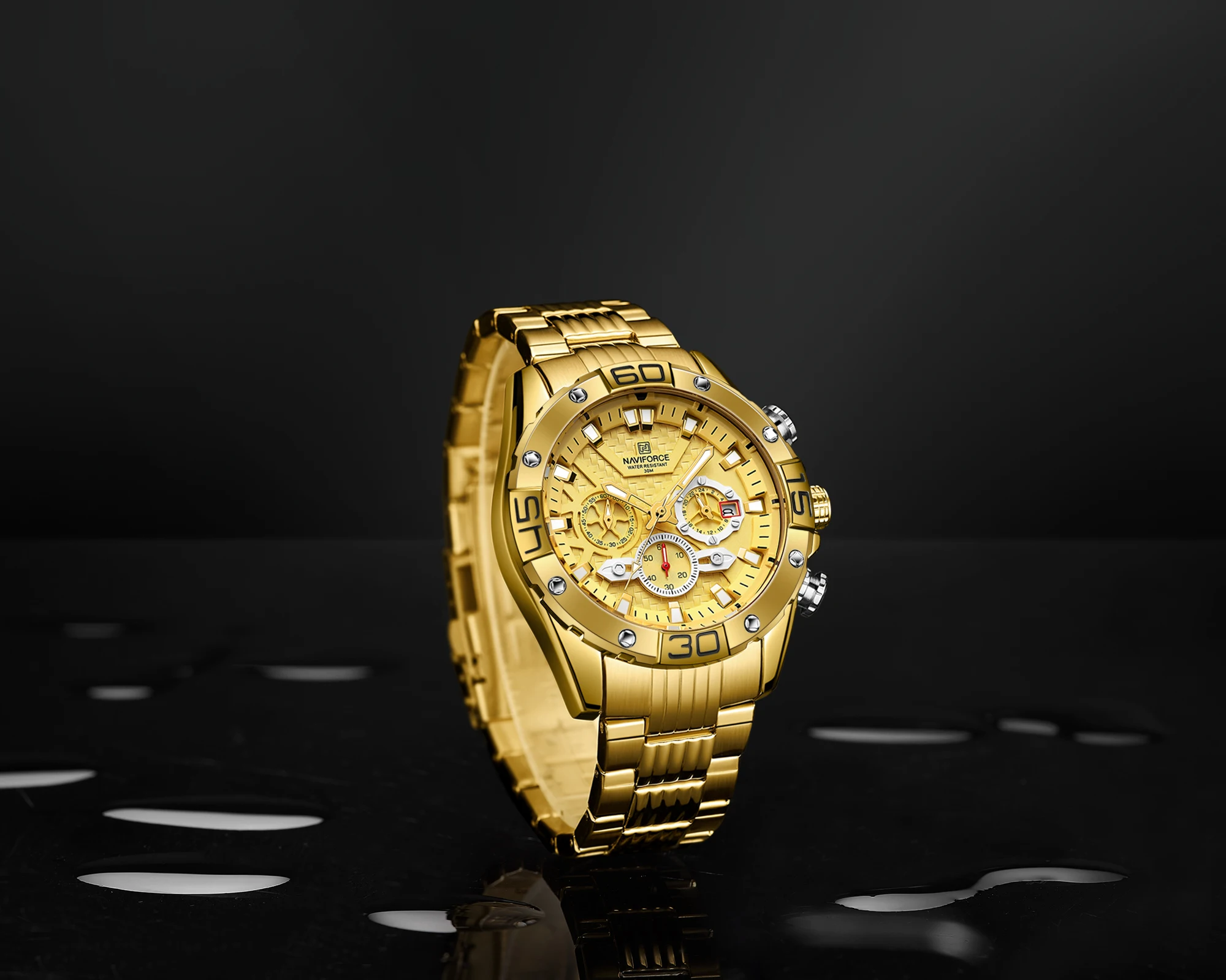 NAVIFORCE NF8019 high quality made in china men hour stylish Stainless steel  band waterproof watch character Casual wrist watch
