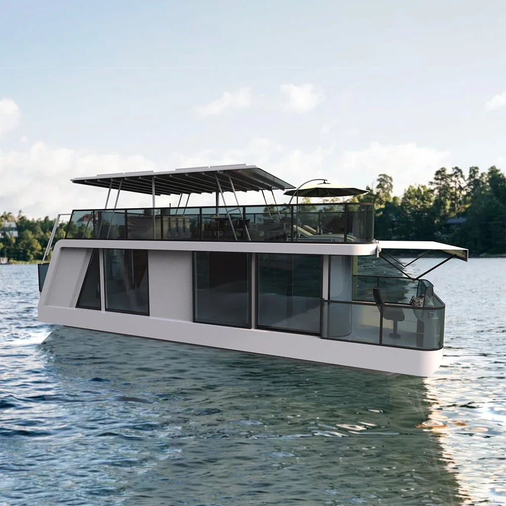 2024 Allhouse  25ft Triton Four Pontoon Tubes Pontoon Boat Aluminum Catamaran Factory Direct for SaleHouse Boat