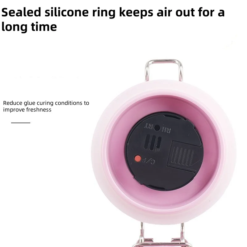 Pinky leem Hot sale black white pink colour eyelash Adhesive storage container  with hygrometer thermometer