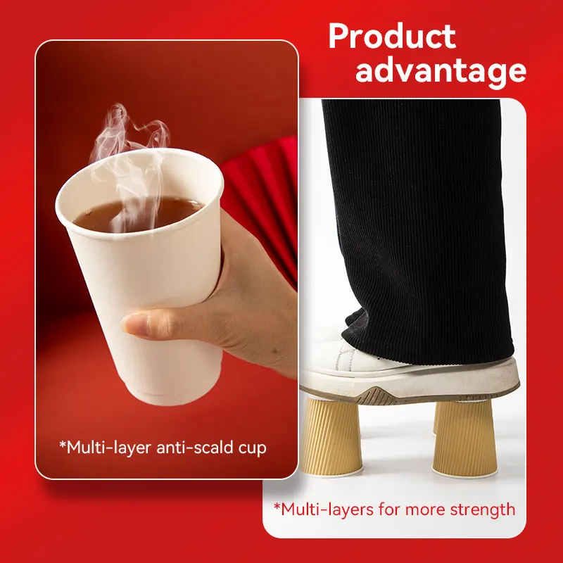 Custom Logo 12Oz Double Wall Disposable Paper Coffee Cups With Lids