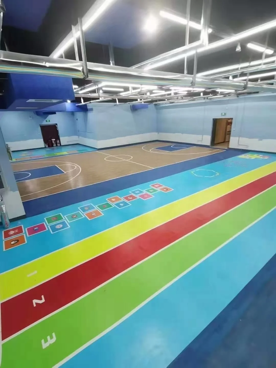 Gym pvc floor mat 360 Functional bamboo flooring  Custom Pattern artificial grass & sports flooring