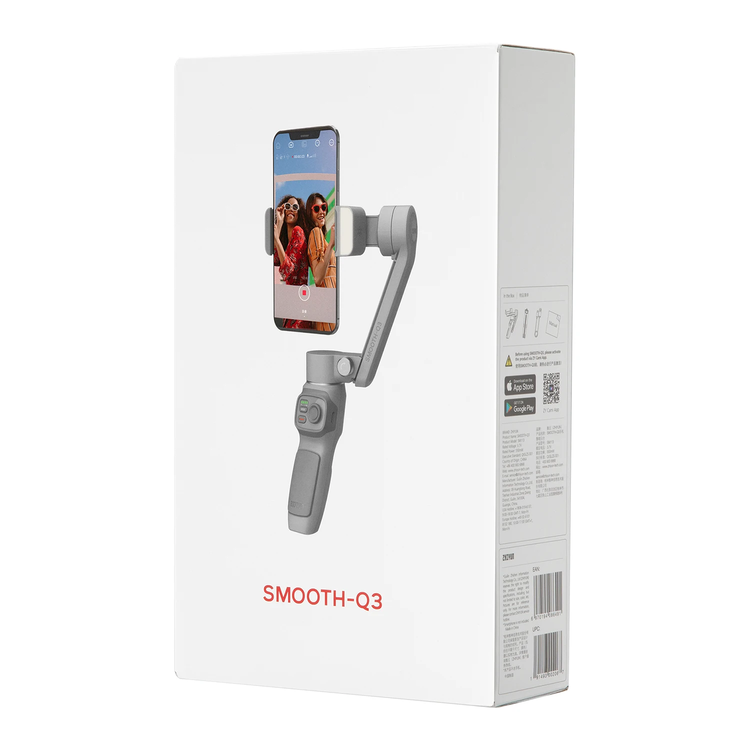  ZHIYUN Q3 карданный 3-осевой селфи-Палка с портативный монопод шарнирным замком Smooth мобильный шарнирный стабилизатор для камеры GoPro выравнивающим светом
