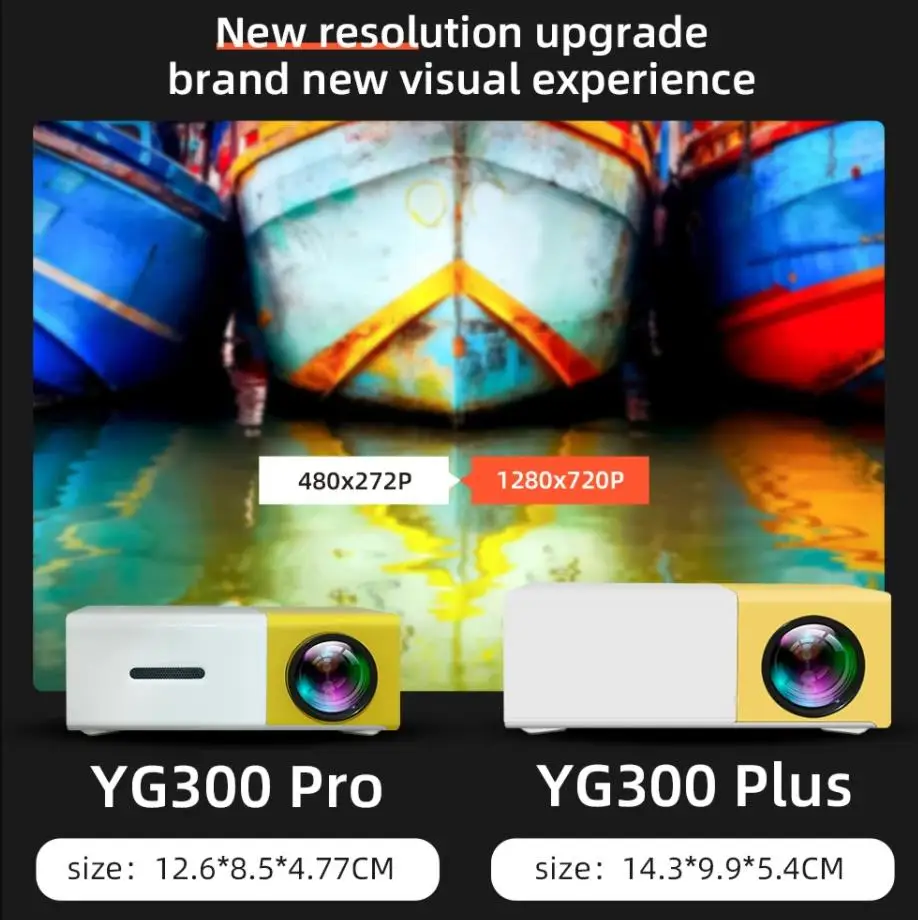 Портативный карманный мини-проектор для домашнего кинотеатра YG300 желтого и черного цвета