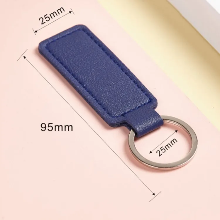 Custom OEM Logo Luxury Pu Leather Keychain Mini Rectangle Personalized Keyring Key Chain for Promotion Gift