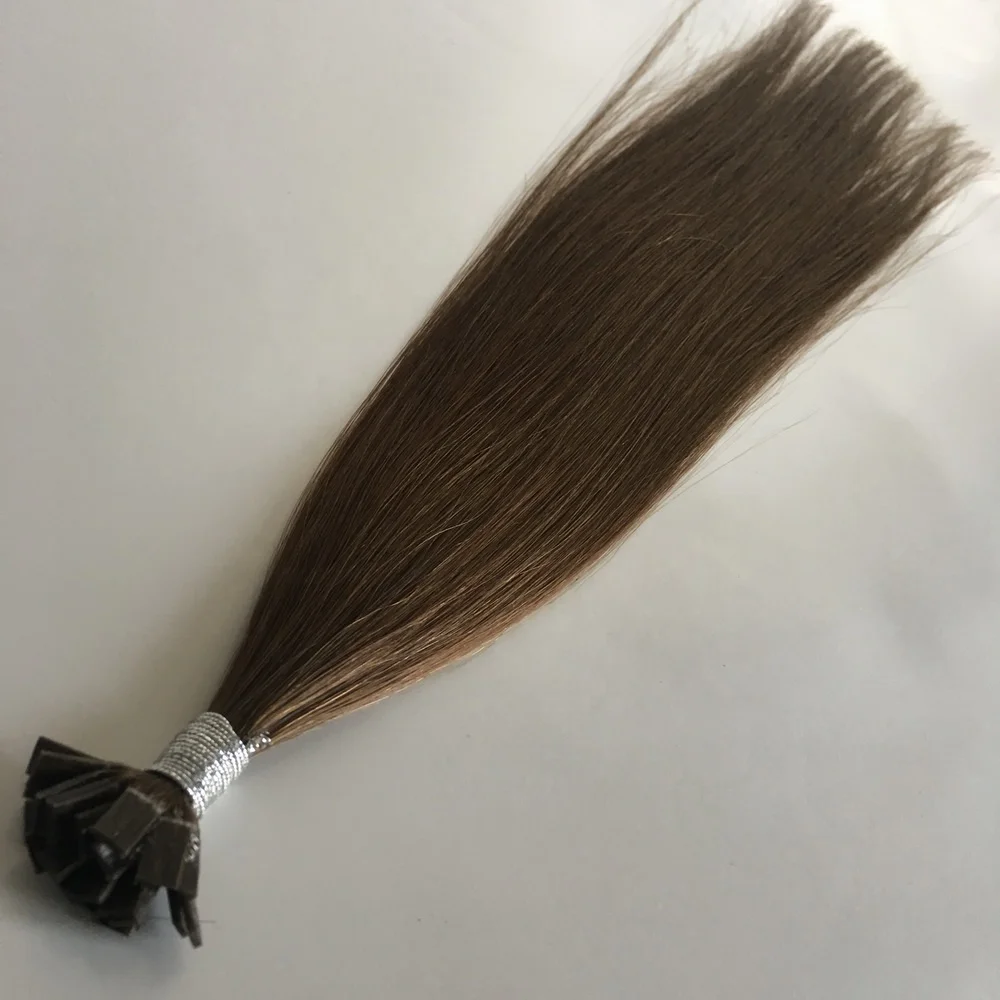 Торговая гарантия от поставщика натуральные волосы Remy с плоским кончиком
