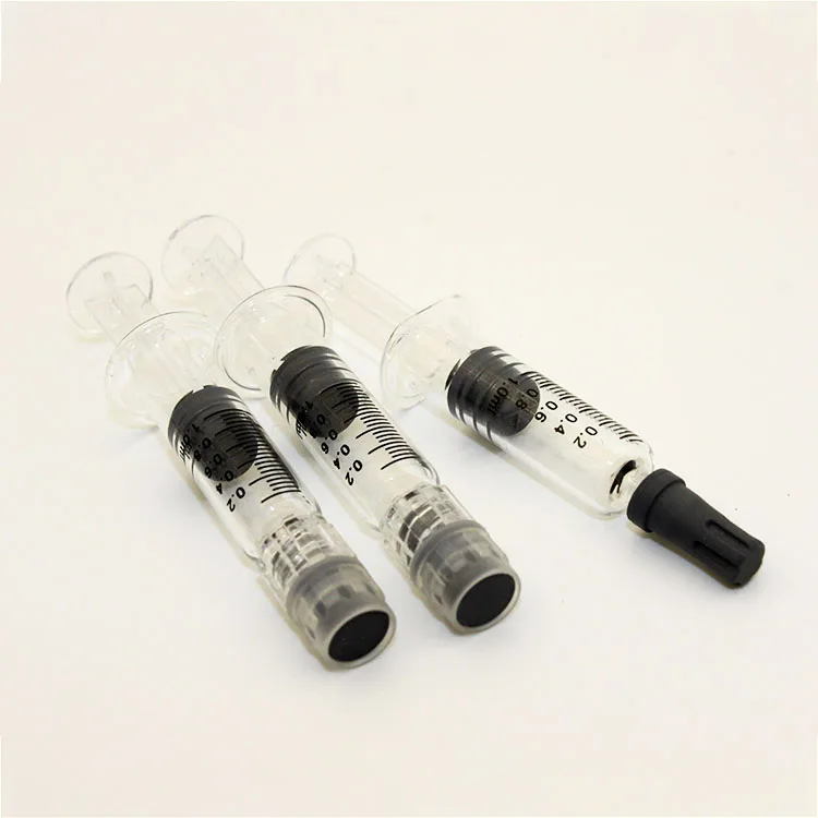 
Custom Logo 1ml Cbd Glass PLASTIC Luer Lock Oil Syringe 