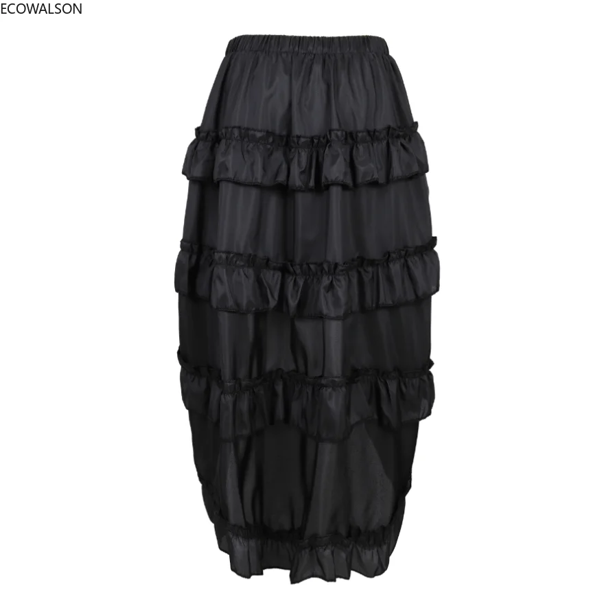 Steampunk Gothic Irregular Ruffles Pirate Skirt Asymmetrical Pleated High Low Dancing Skirts for Women Halloween Costumes