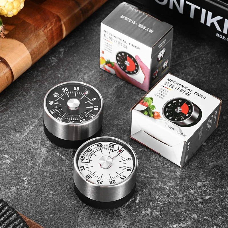 Stainless Steel Chef Cooking Timer With Loud Alarm Magnetic Backing No Batteries Mechanical Dial Cooking Timer