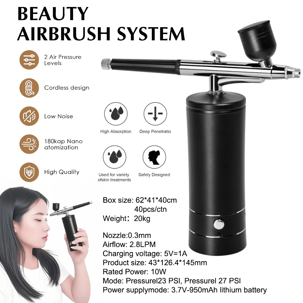 Cordless Airbrush Kit with Air Compressor Handheld Airbrush for Nails, Tattoo, Nail Art, Makeup, Barber, Cake Decoration etc