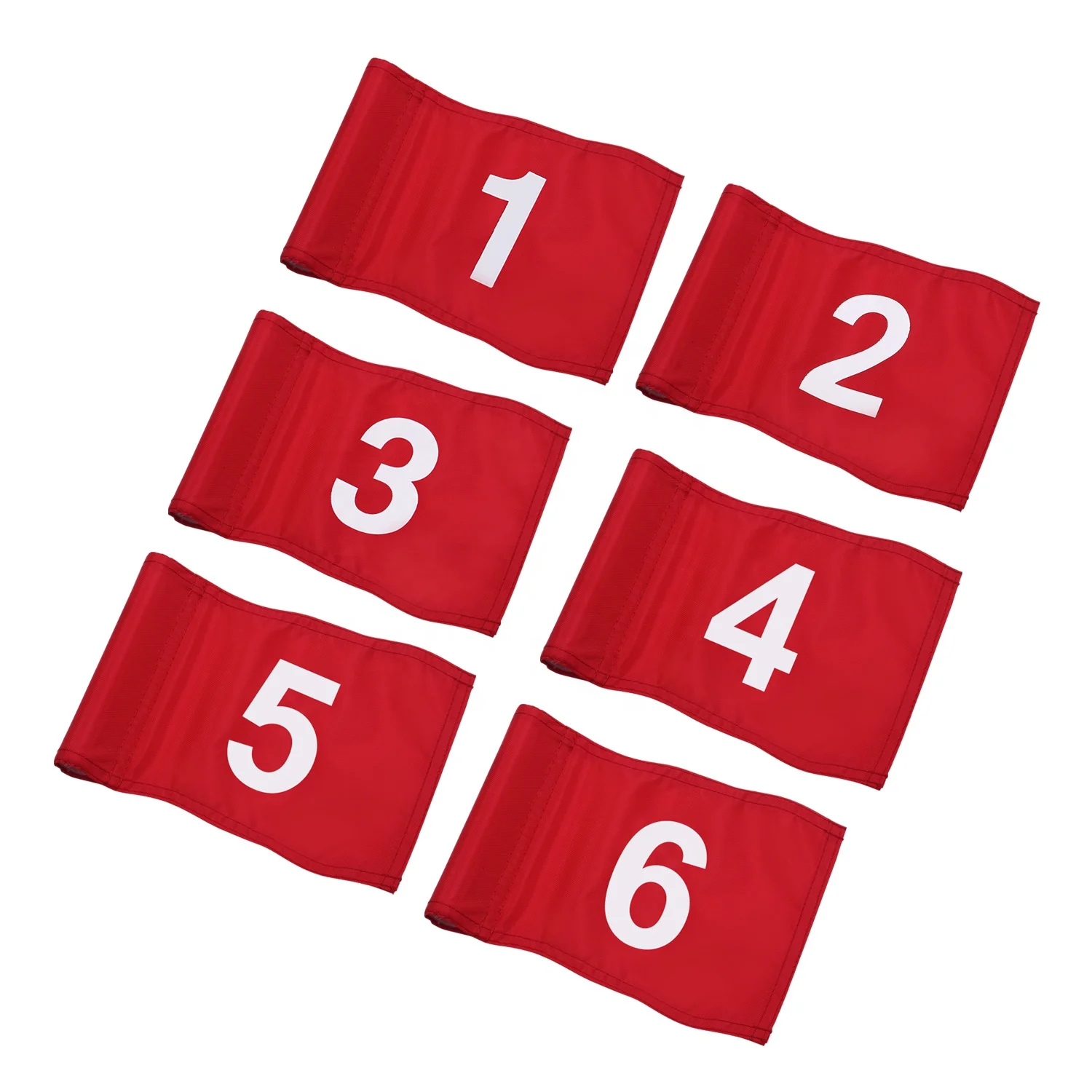 8x6 Inches 420D Nylon Miniature Golf Numbered Flags for Practice Putting Green, 6-Pack