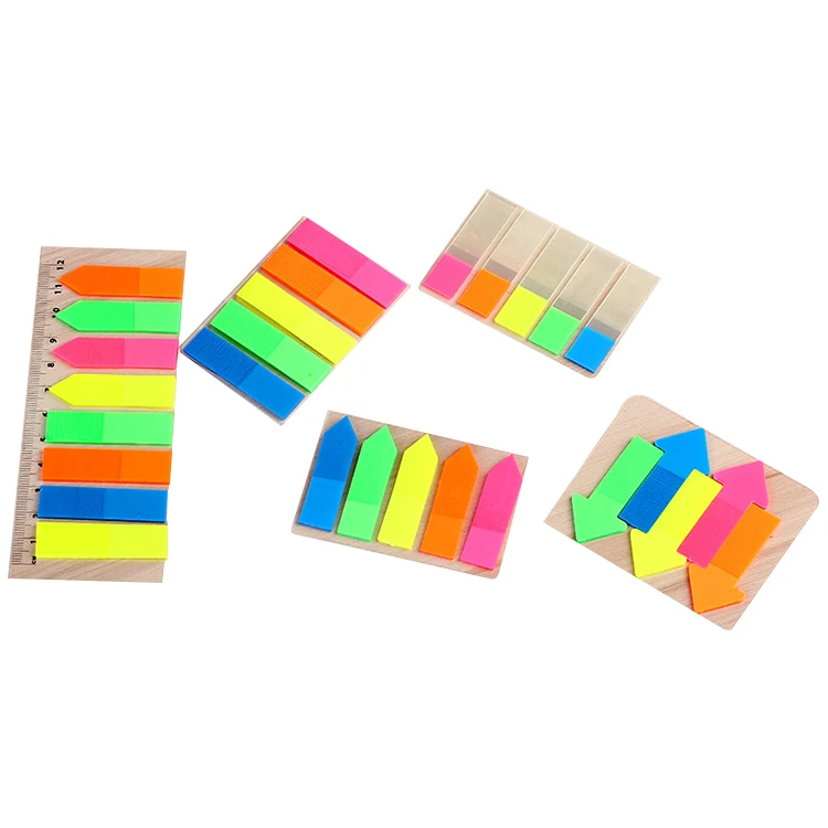 Promotional Custom Eco friendly Plastic PET Rainbow Leaf Tab Sticky Notes