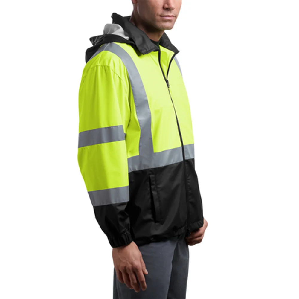 High Visibility Safety Challenger Windbreaker Jacket With Reflective Taping Custom Security Jacket With Printing Available