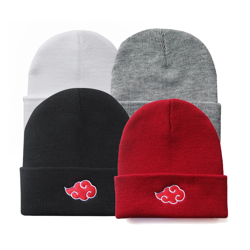 14  style Akatsukied Logo Anime Casual Beanies for Men Women Knitted Winter Hat Red Cloud Hip-hop Skullies Hat Unisex Caped
