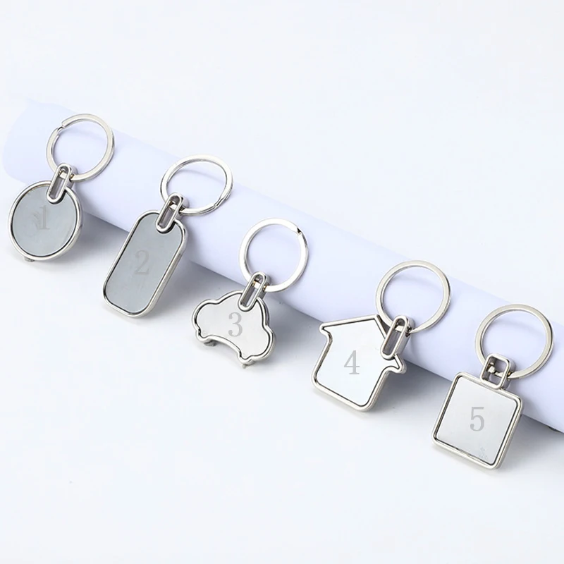 Wholesale Blank Key Chain Keyring Customizable Keychain In Bulk Car Logo Round Sublimation Zinc Alloy Metal Keychain Custom