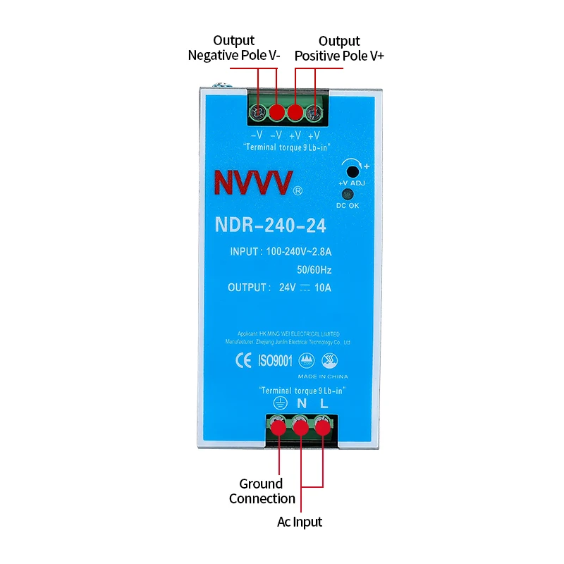 Nvvv NDR-240-24 240W 24V 10A импульсивный источник питания постоянного тока переменного dc промышленная din-рейку импульсный