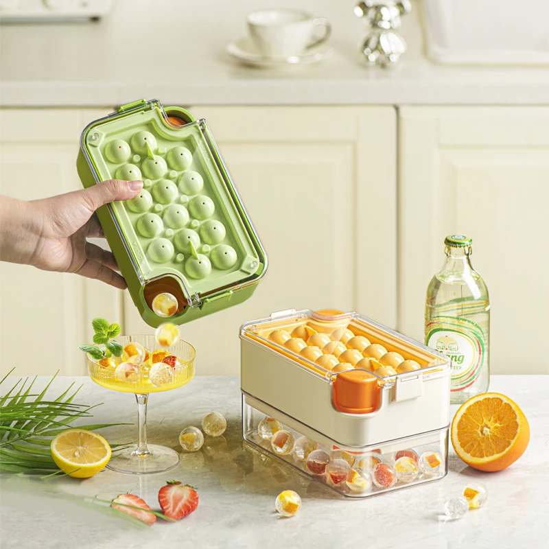 Fridge Food Ice Box Cream Pallet Square Shape Popsicle Freezer Bins Ball Block Cream Pallet Ice Cube Tray Lid Silicone Makers