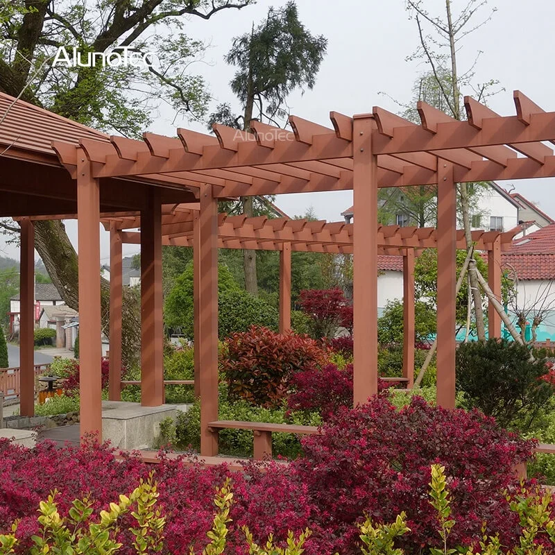 Wholesale Easy Install Outdoor Garden WPC Modern Arches Arbours Pergolas Composite Wood Pavilion