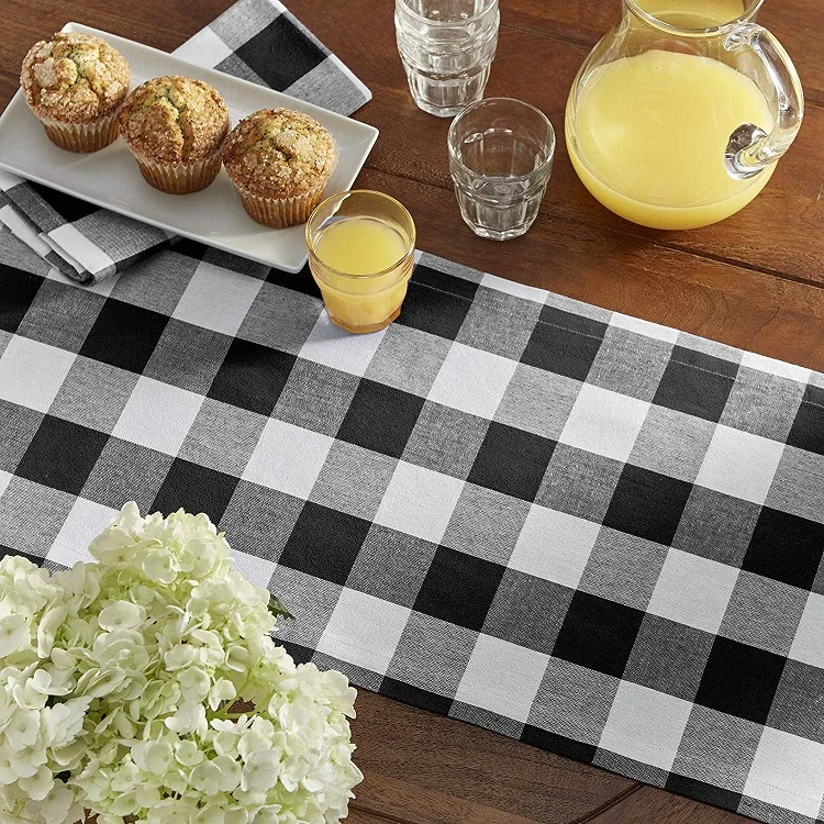 
Farmhouse Decorative Table Runner Cotton Buffalo Check Table Runner Table Runner Black/White 