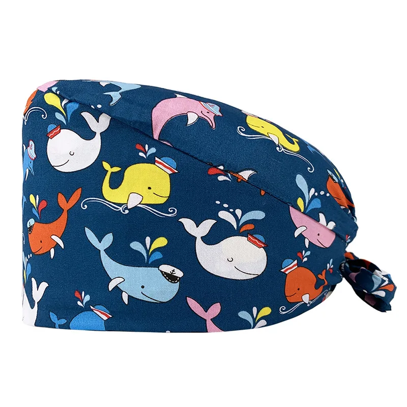 Adjustable cotton dust-proof unisex doctors working caps cartoon design Nurse caps