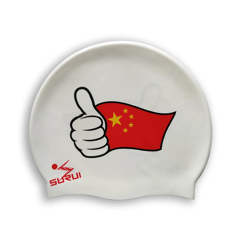 Waterproof 100% Silicone National Flags Nude Kids Swimming Pool Cap