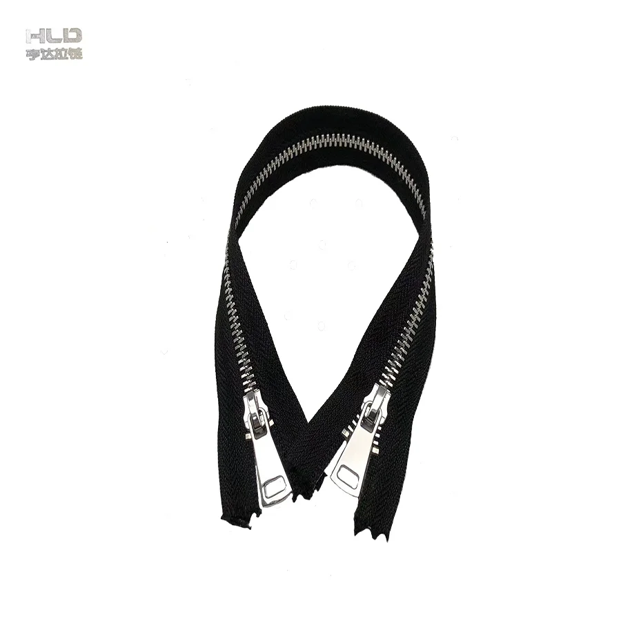 hengda factory customized zinc alloy  double slider matel  zipper 20cm/25cm chunky closed end zip  heavy duty zippers  for tent