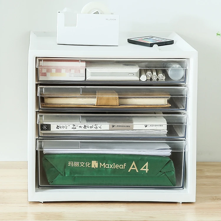 Acrylic A4 paper file cabinet Desktop storage box Drawer type shelf desk finishing box stationery storage box
