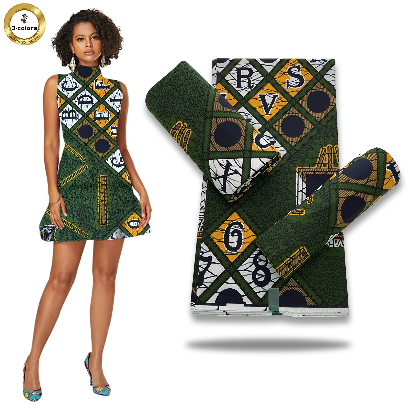 2022 popular new fashion 100% cotton african wax fabric 6 yards for costume