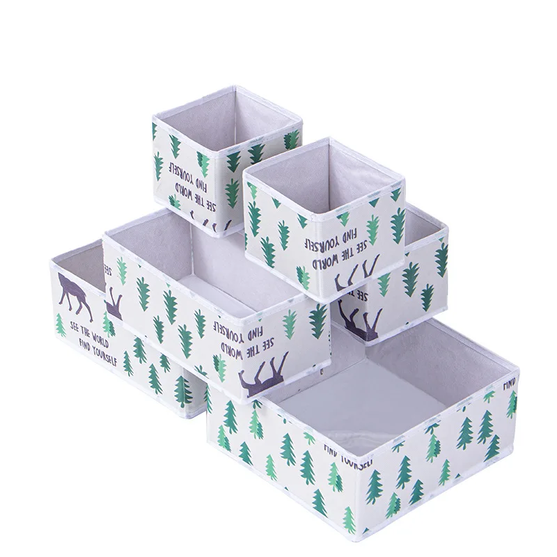 Hot Sales Six Pieces Set Non-Woven Fabric Storage Box Glove Box Car Toy Underwear Bra Home Clothes Cubes Storage Box Without Lid