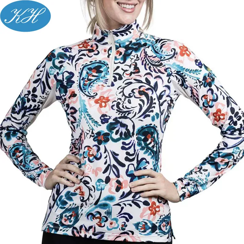 Custom Printed equestrian clothing base layer soft 4-way stretch fabric Equestrian Shirts