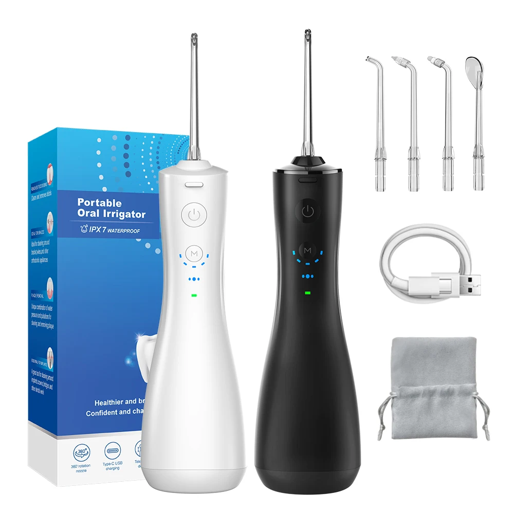 Professional Portable USB Dental Cordless Water Flosser 250ml Oral Irrigator with 6 Cleaning Modes Teeth Cleaning Device