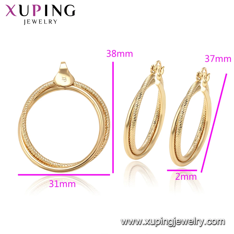 65597 xuping роскошный набор 24k позолоченный Круглый Кулон из Рупа и sud Серьги Набор для