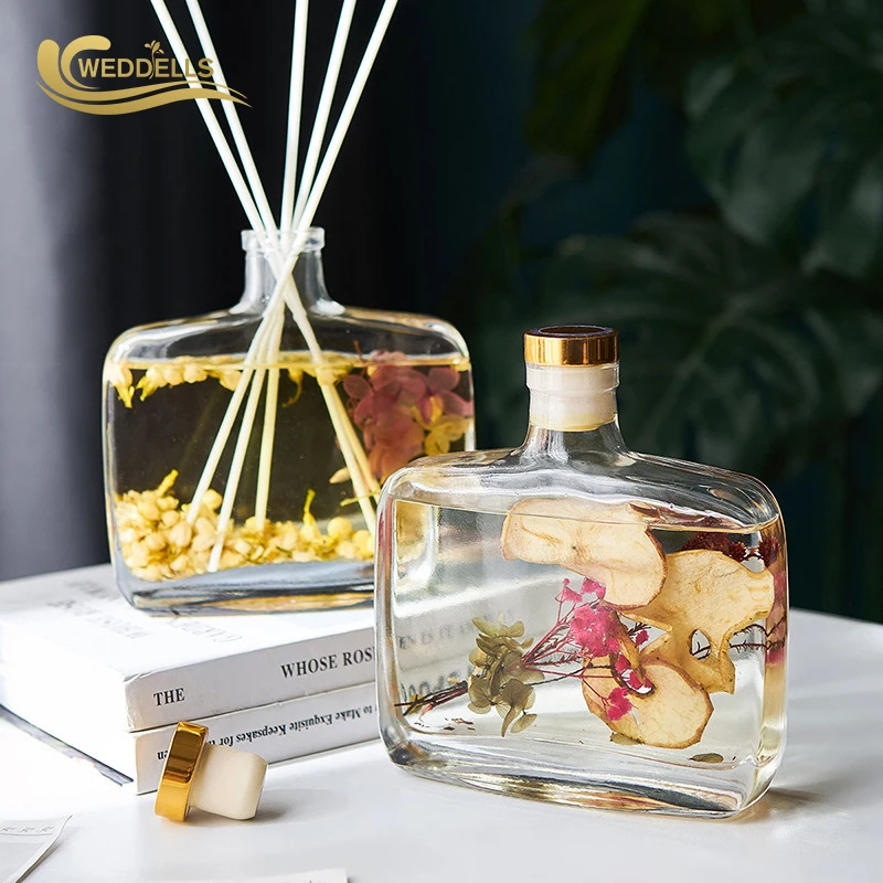 large matching glass candle jar and home reed diffuser bottle vase with stick