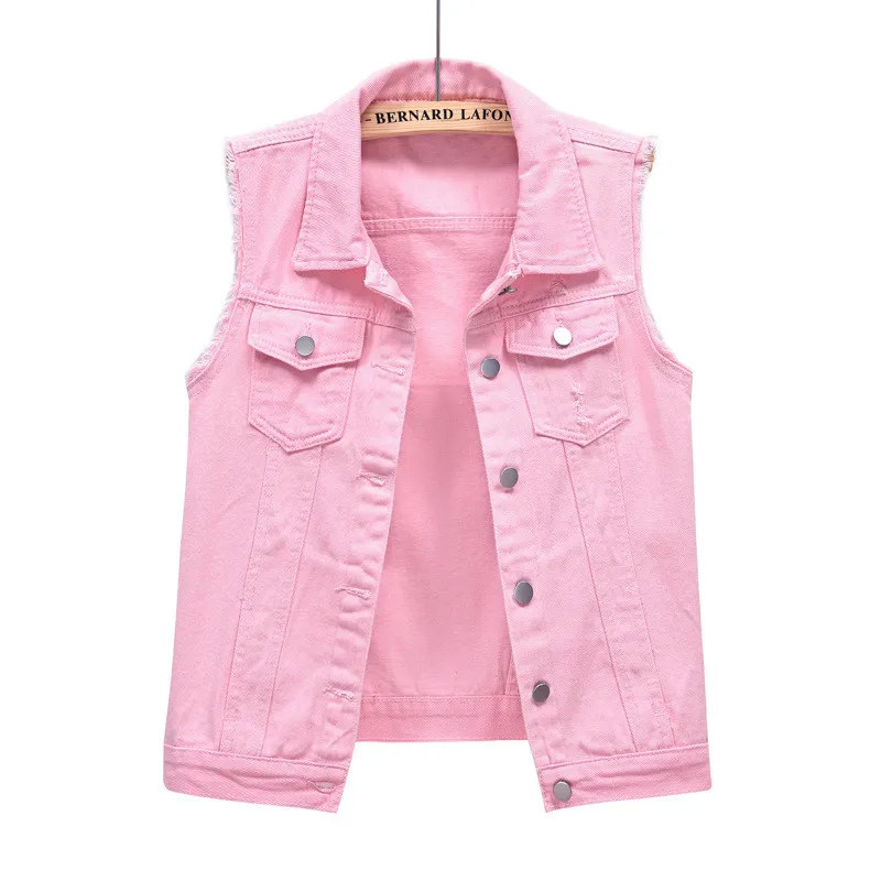 9 colors plain clothing wholesale  2023 denim vest for women Women S-7XL coat Factory customized button outfit jeans jacket